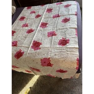 Vintage Floral Fabric 44" By 90". Silk? Cutter Fabric